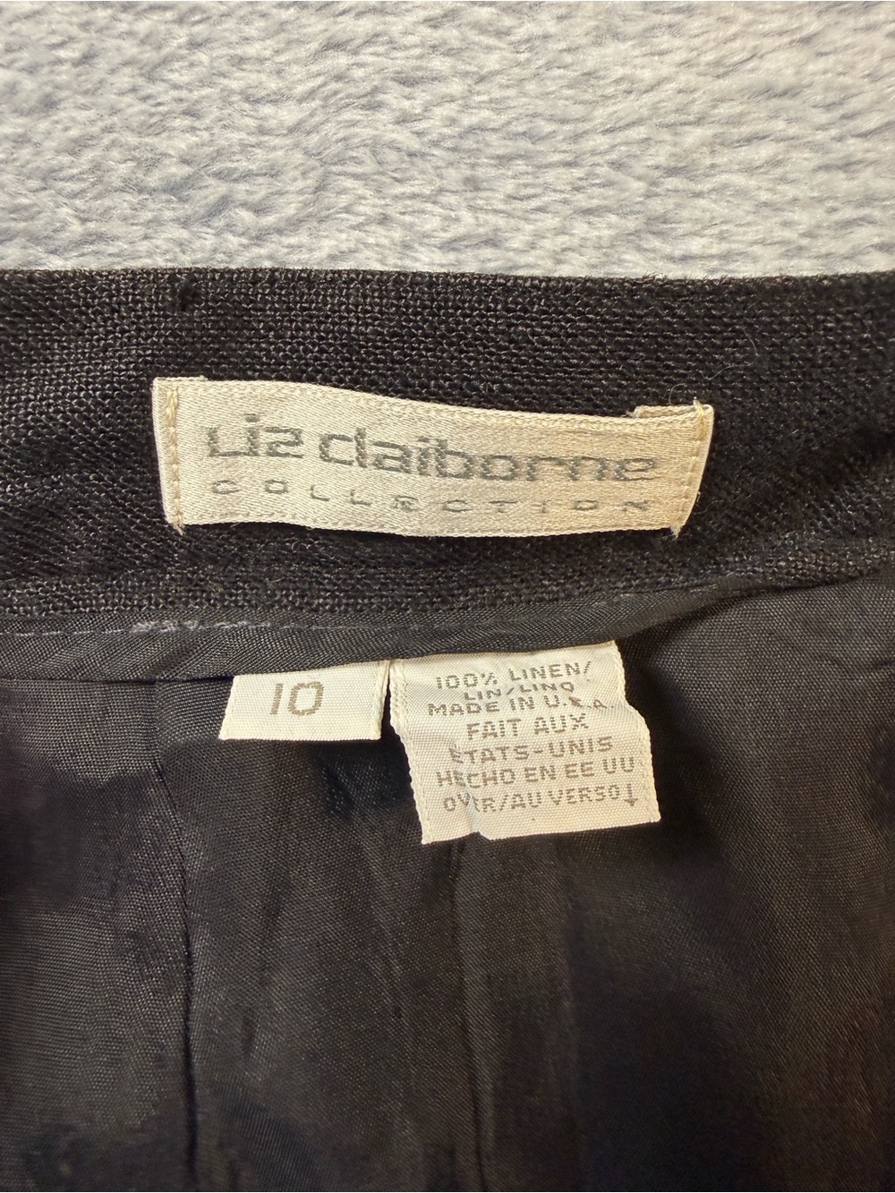Vintage Liz Claiborne Black Linen lined skirt #3227